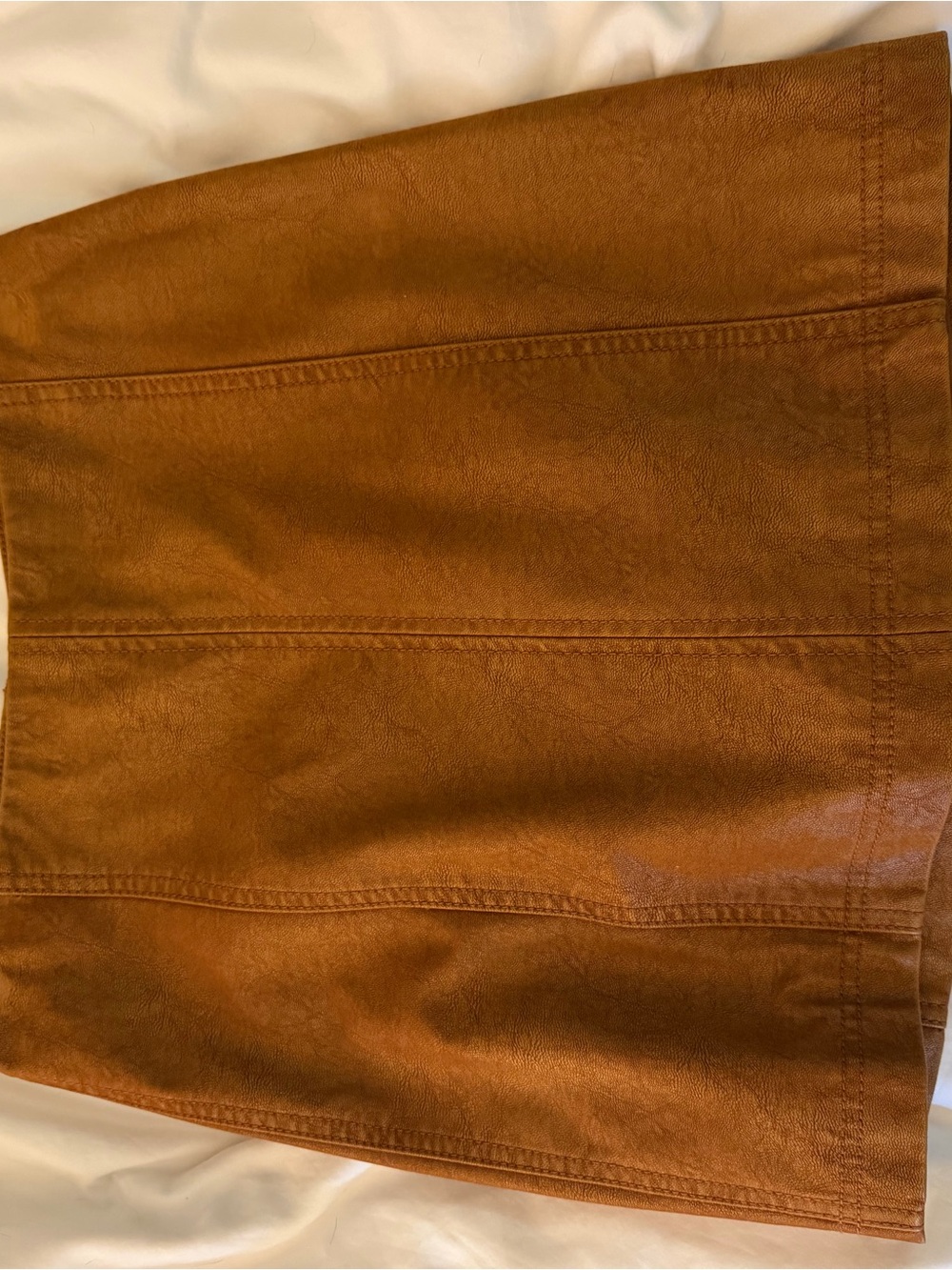 Women’s Leather A-Line Skirt in Cognac